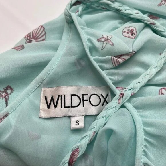 Wildfox Maxi Dress Blue Seashell Beach Theme Print Goddess, Size S - Picture 8 of 10